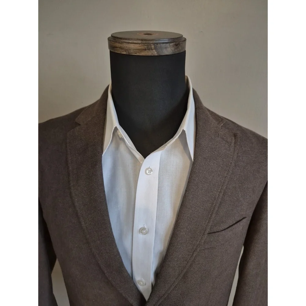 Tasso Elba Mens Sports Coat 38R Brown 2 Button Cotton Blend Blazer K605